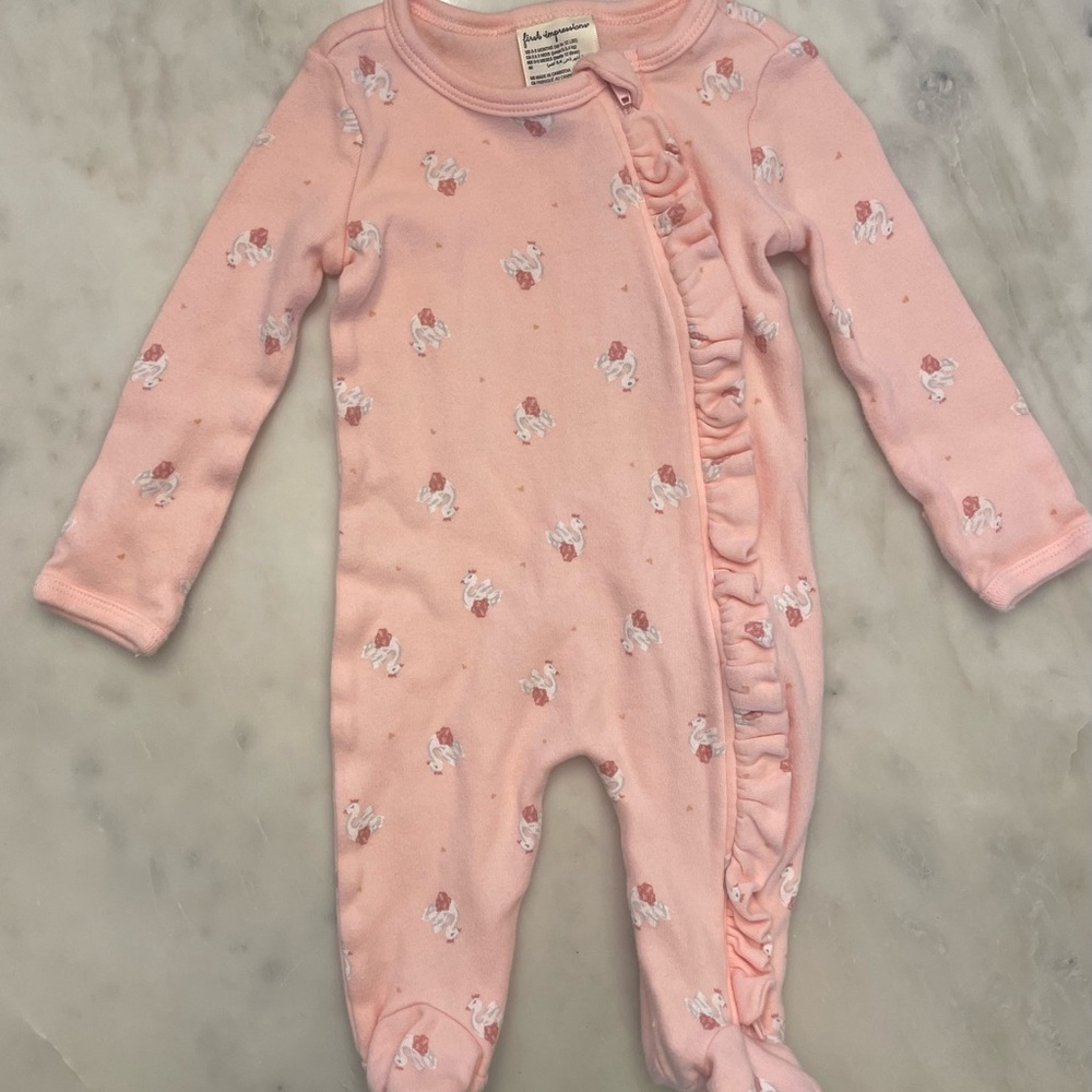First Impressions Pink Ruffle Footie
